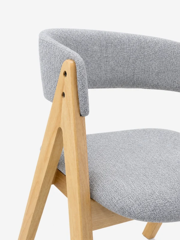 Nicole - Dining Chair – Natural Wooden Legs and Grey Fabric – view 6