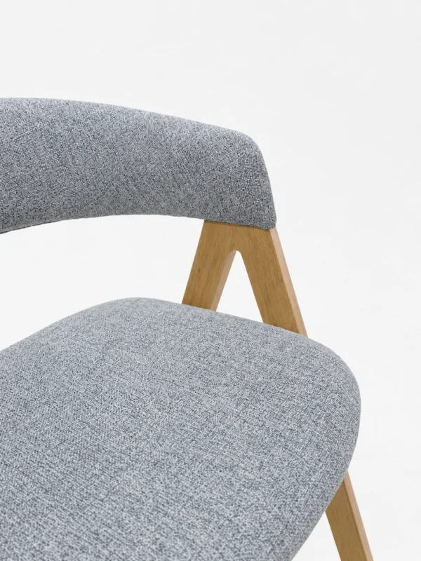 Nicole - Dining Chair – Natural Wooden Legs and Grey Fabric – view 5