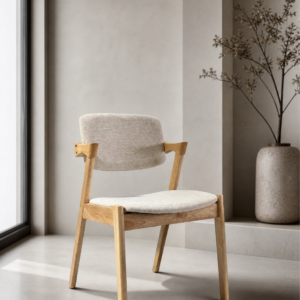 Ash - Dining Chairs | Fabric Beige With Natural Wooden Legs