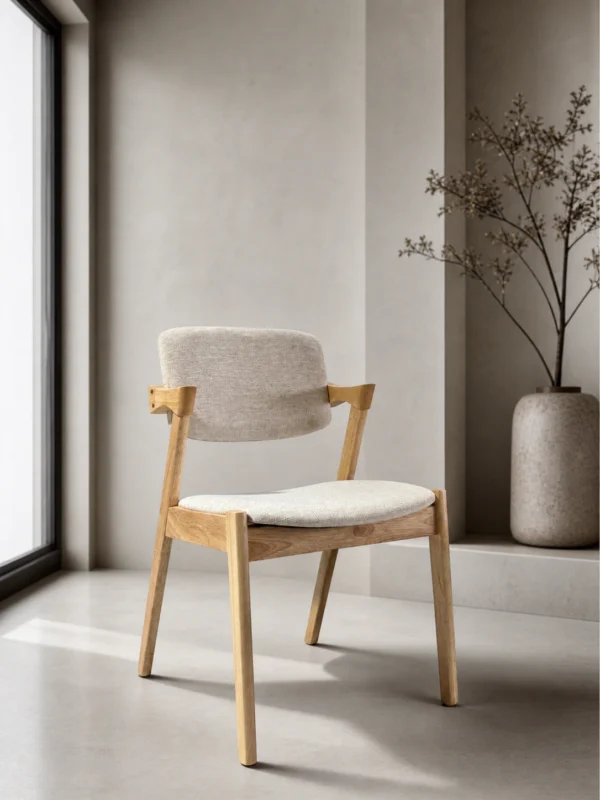 Ash Dining Chair Beige Fabric & Natural Timber Legs | Dining Chairs Melbourne