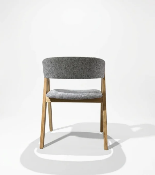 Nicole - Dining Chair – Natural Wooden Legs and Grey Fabric – view 4