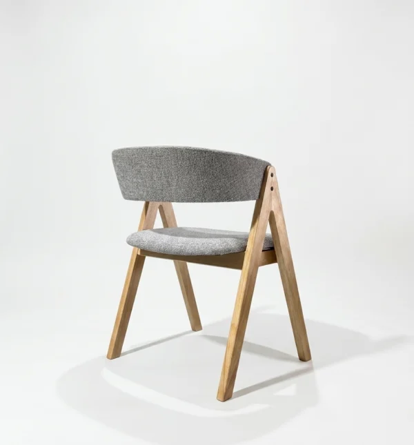 Nicole - Dining Chair – Natural Wooden Legs and Grey Fabric – view 3