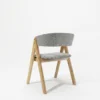 Nicole - Dining Chair – Natural Wooden Legs and Grey Fabric – view 2