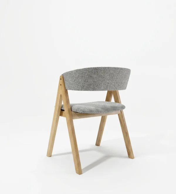 Nicole - Dining Chair – Natural Wooden Legs and Grey Fabric – view 2