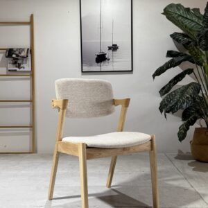 Ash - Dining Chairs | Fabric Beige With Natural Wooden Legs