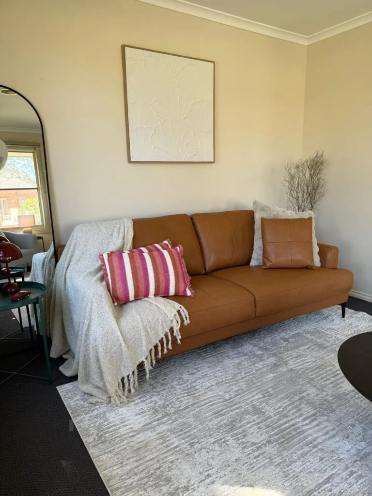 Sandra Tan Leather Sofa | Premium Genuine Leather Couch Melbourne
