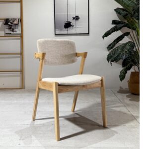 Ash - Dining Chairs | Fabric Beige With Natural Wooden Legs