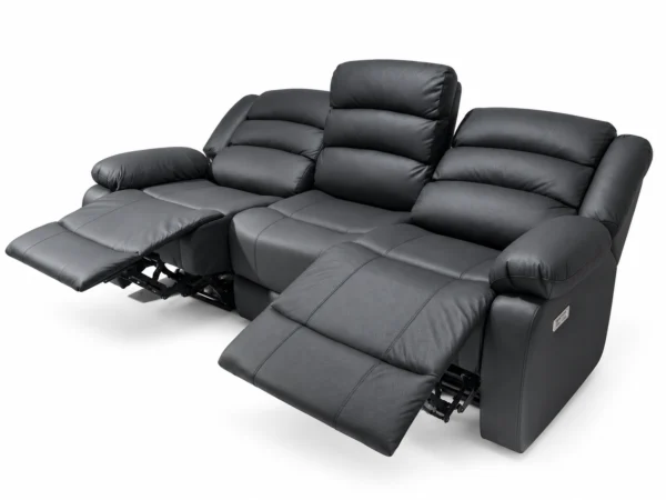 Electric Crystal Recliner Set - 3 Seater with 2 Single Seaters, Black – view 4