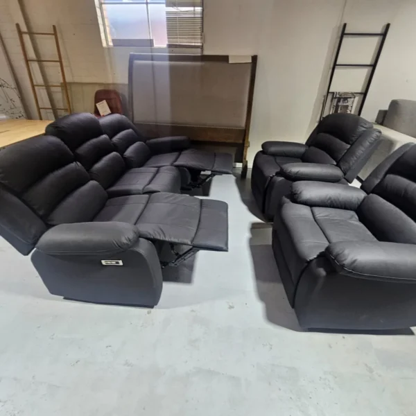 Crystal Electric 5 to 6 Seater Rhino Fabric Modular with 4 Recliner | Black