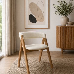 Nicole - Dining Chair | Pearl White PU and Natural Legs