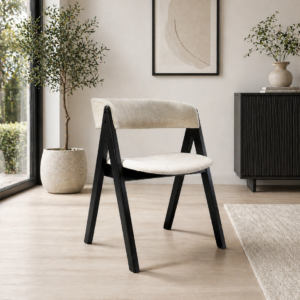 Nicole - Dining Chair | Black legs and Beige Fabric seats