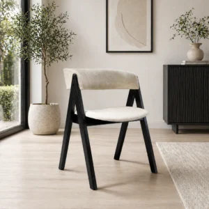 Nicole - Dining Chair | Black legs and Beige Fabric seats