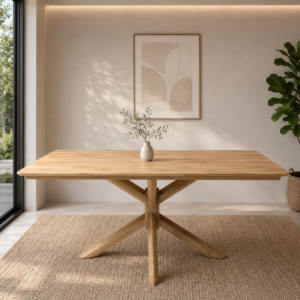 Ryan - 180cm | Rectangular Dining  Table  | Natural Wooden Legs