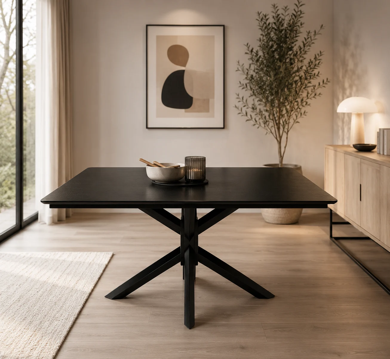 Ryan 160cm Rectangular Dining Table Black Legs | Criss Cross Legs | Modern Dining Tables Melbourne