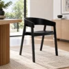 STACEY - Dining Chairs, Black PU Seats, Black Wood