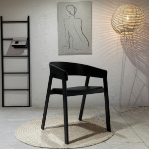 STACEY - Dining Chairs | Black PU Seats | Black Wood