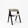 Edmonton 5 Piece Round Dining Set | Black Table & Beige Fabric Chairs