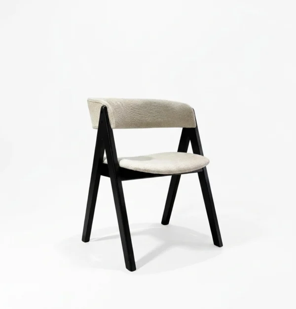 Edmonton 5 Piece Round Dining Set | Black Table & Beige Fabric Chairs