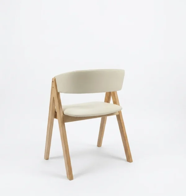 Nicole - Dining Chair, Pearl White PU and Natural Legs – view 4