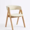 Nicole - Dining Chair, Pearl White PU and Natural Legs – view 2
