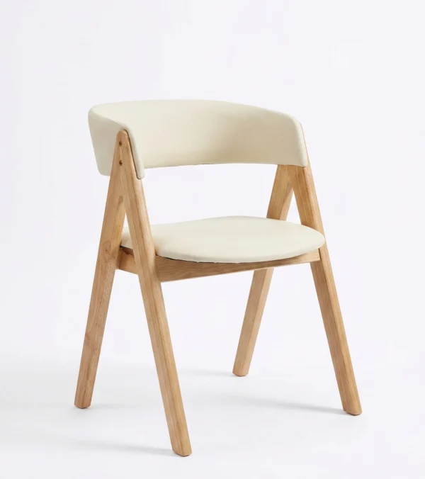 Nicole - Dining Chair, Pearl White PU and Natural Legs – view 2