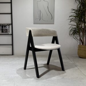Nicole - Dining Chair | Black legs and Beige Fabric seats
