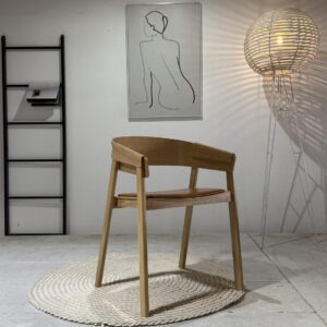 STACEY - Dining Chairs | Cognac PU Seats | Natural Wood