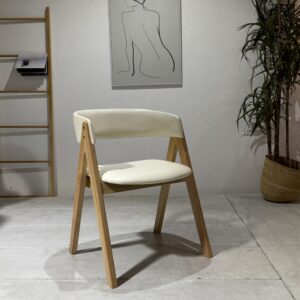 Nicole - Dining Chair | Pearl White PU and Natural Legs