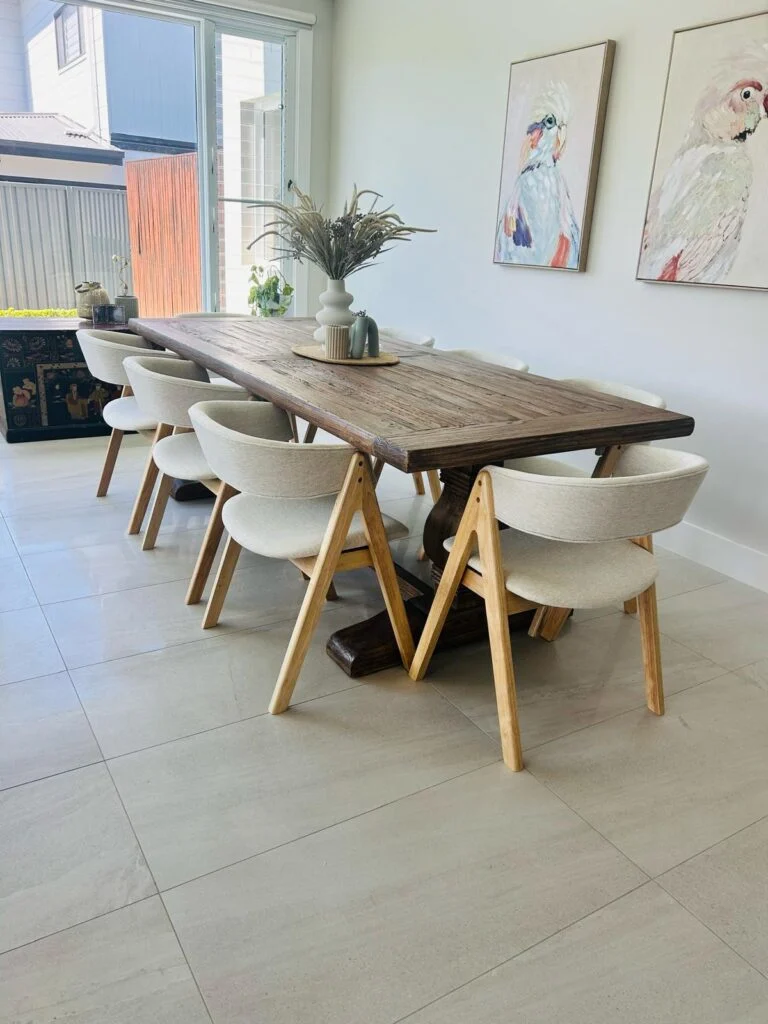 Nicole – Dining Chair | Pearl White PU and Natural Legs