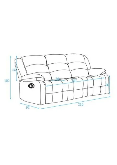 Electric Crystal Recliner Set – 3 Seater and 2 Single Seaters | Charcoal