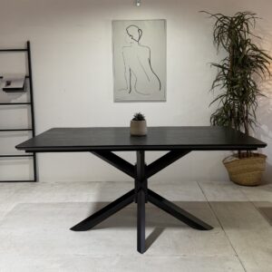 Ryan - 160cm | Rectangular Dining Table | Black Wooden Legs