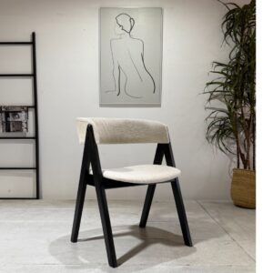 Nicole - Dining Chair | Black legs and Beige Fabric seats