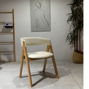 Nicole - Dining Chair | Pearl White PU and Natural Legs