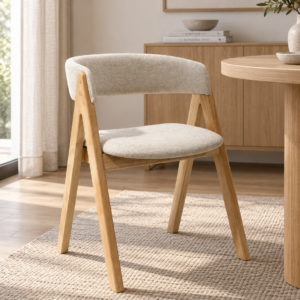 Nicole - Dining Chair | Natural Legs and Beige Fabric Seats