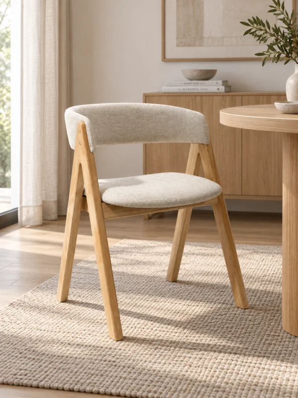 Nicole - Dining Chair | Natural Legs and Beige Fabric Seats