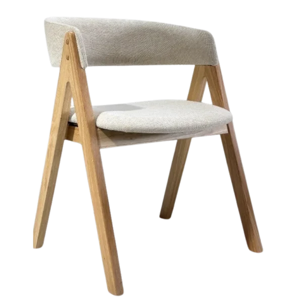 Nicole Dining Chair | Natural Legs and Beige Fabric Seats