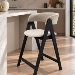 Nicole - Bar Stool | Beige with Black Legs