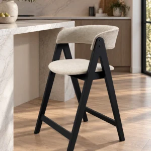 Nicole - Bar Stool | Beige with Black Legs