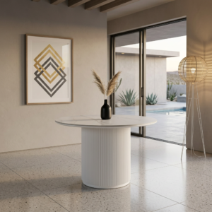 Marina - Round Dining Table | Ceremic White Top