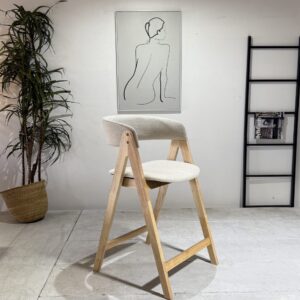 Nicole - Bar Stool | Beige with Natural Legs