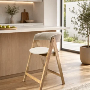 Nicole - Bar Stool | Beige with Natural Legs