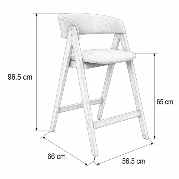 Nicole – Bar Stool | Beige with Walnut Legs