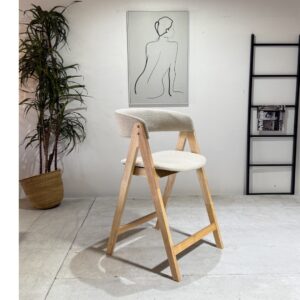 Nicole - Bar Stool | Beige with Natural Legs