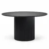 Vancouver 5 Piece Round Dining Set | Black Table & Beige Fabric Chairs
