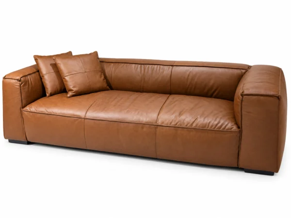 Newland 3 Seater Cognac Leather Sofa – view 3