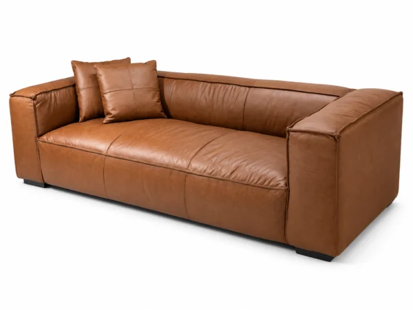 Newland 3 Seater Cognac Leather Sofa – view 2
