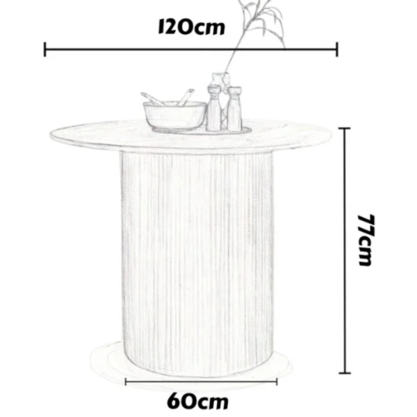 Marina – Round Dining Table | Ceremic White Top