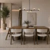 Nicole โ Wooden Dining Chair | Fabric Beige and Walnut legs