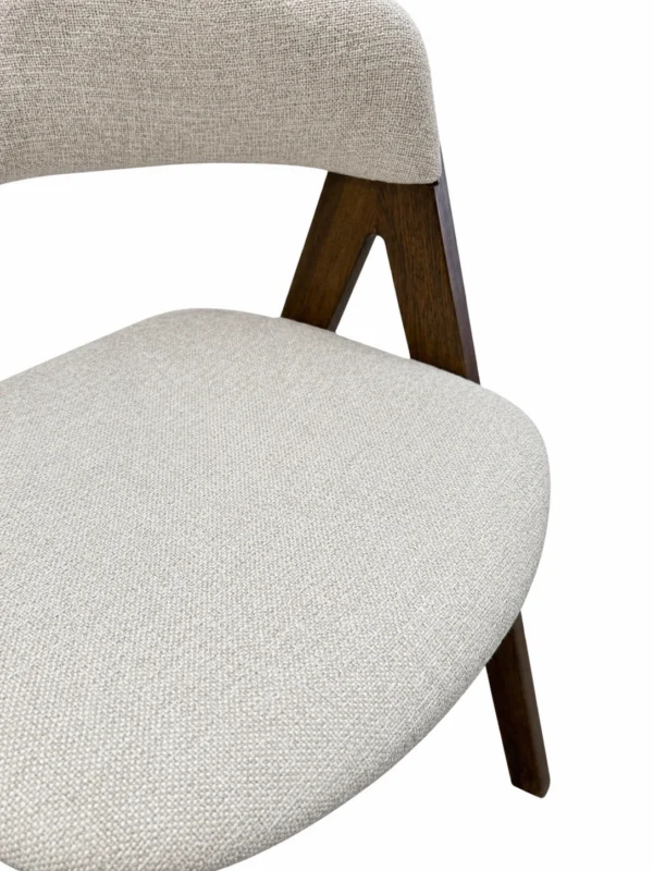 Nicole โ Wooden Dining Chair | Fabric Beige and Walnut legs