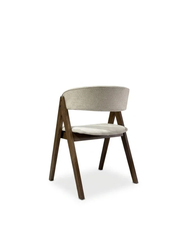 Nicole โ Wooden Dining Chair | Fabric Beige and Walnut legs